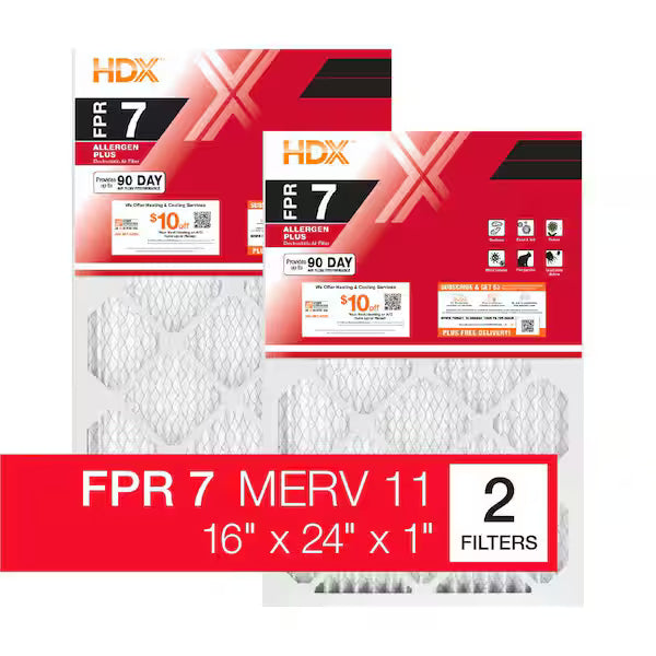 Honeywell 16 x 24 x 1 Air Filter FPR 7 (2 pack)