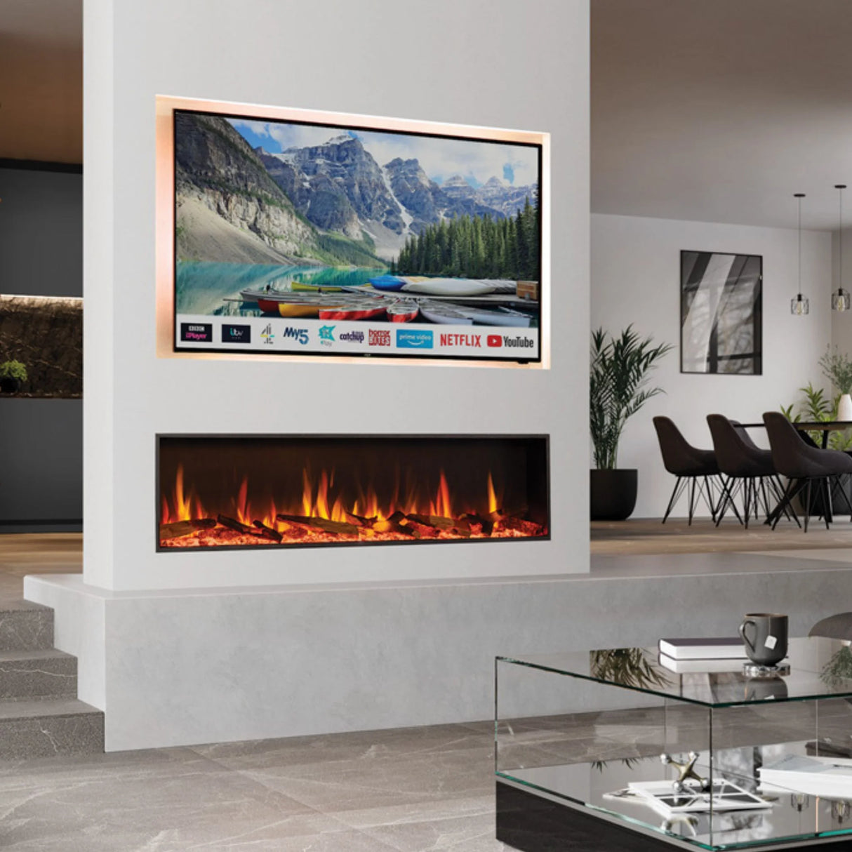 Renency Studio 65" Linear Built-in Electric Fireplace (ES165)