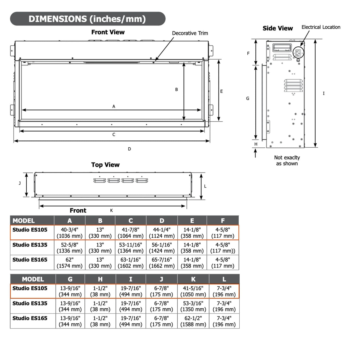 Regency Studio 41" Linear Built-in Electric Fireplace (ES105)