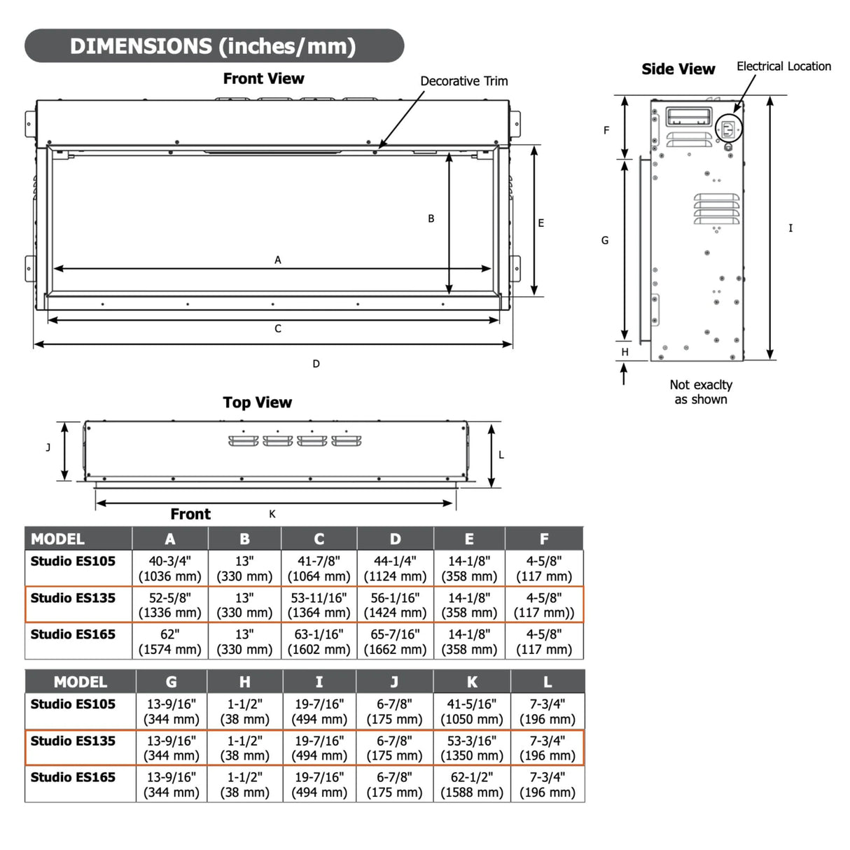 Regency Studio 53" Linear Built-in Electric Fireplace (ES135)