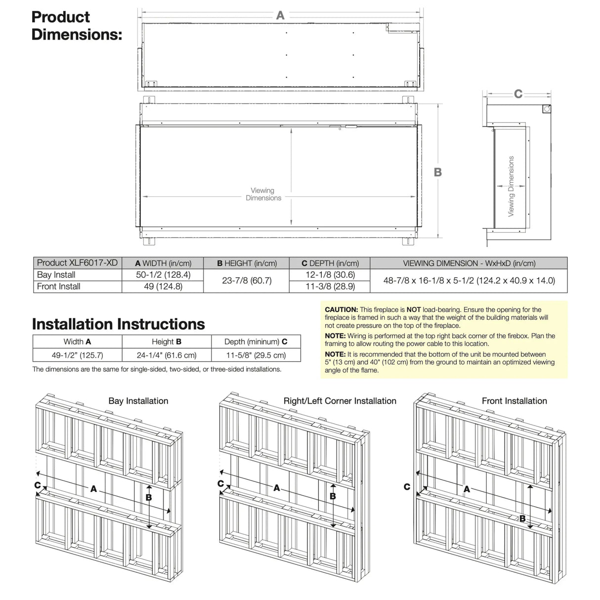 50" Ignitexl Bold Built-in Linear Electric Fireplace