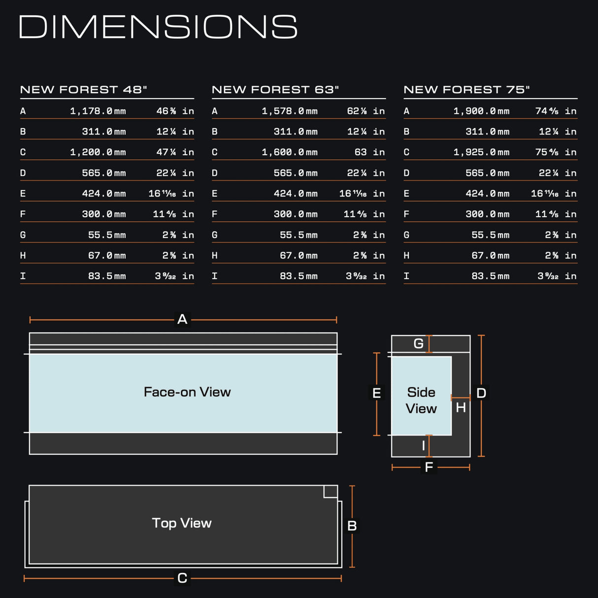 63" New Forest Electric Fireplace | Black Edition Fitted With Deluxe Real Logs