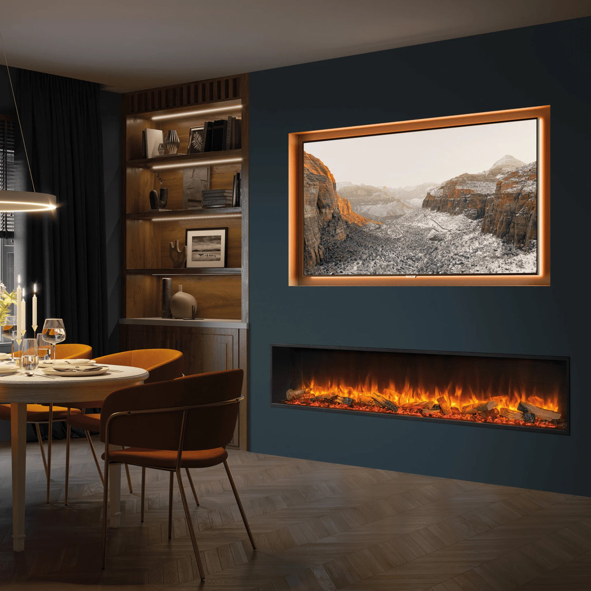 Skope 77" Built-in 3 Sided Fireplace (E195-2)