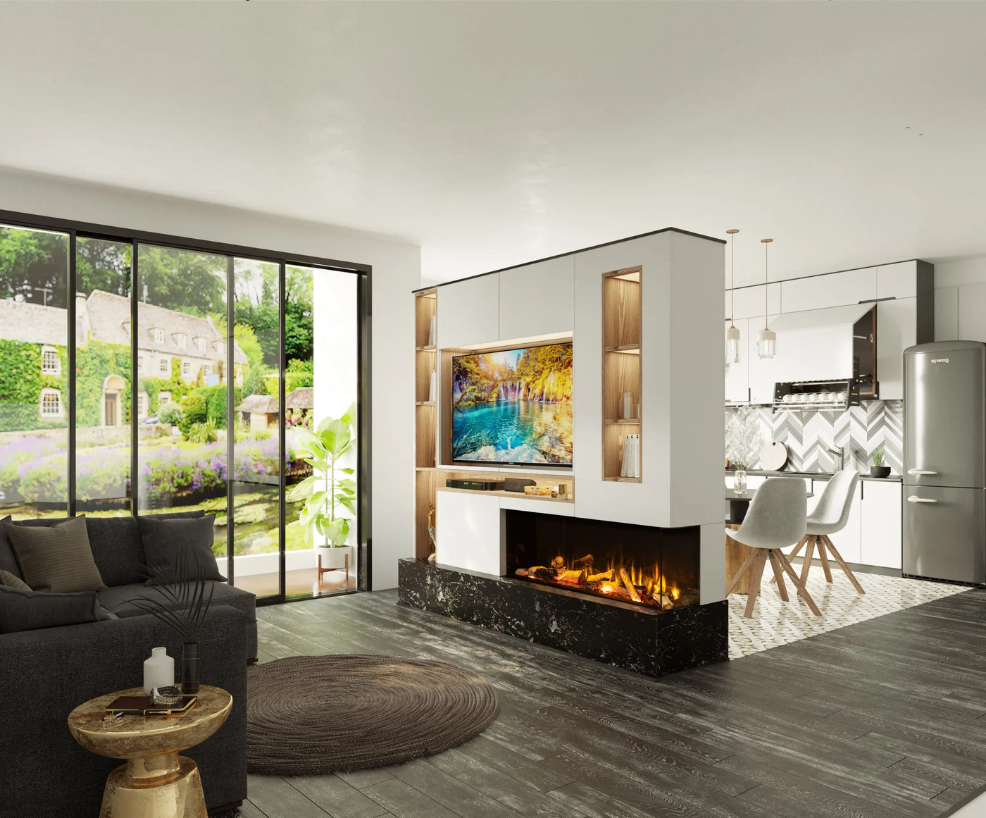 Multi-View (2 or 3 sided) Electric Fireplaces