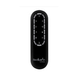 Black remote control with Revillusion logo on a white background
