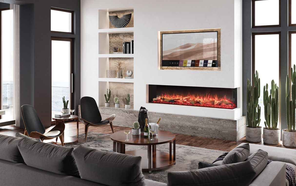 Onyx 75" Built-in 3 Sided Fireplace (EX190)