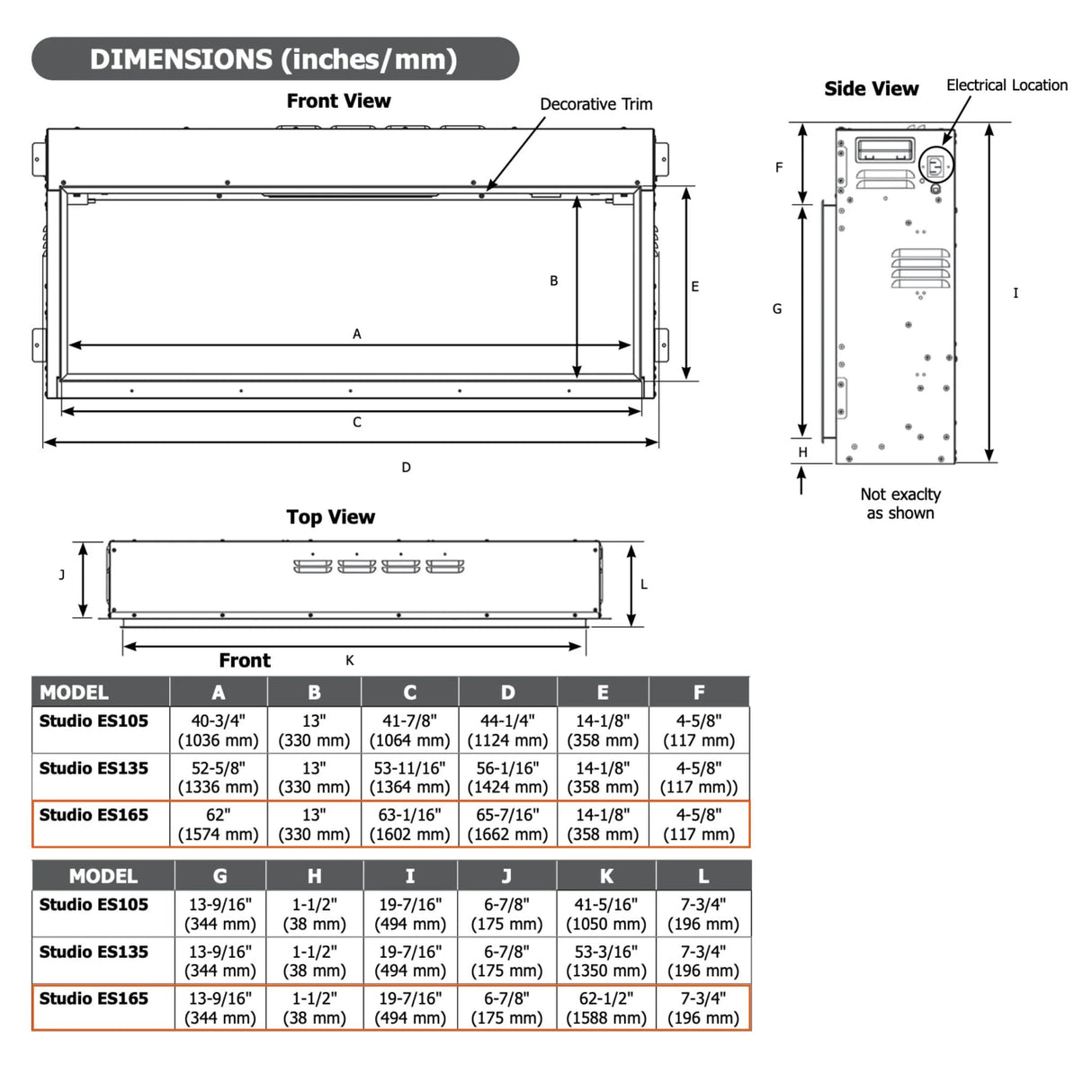 Renency Studio 65" Linear Built-in Electric Fireplace (ES165)