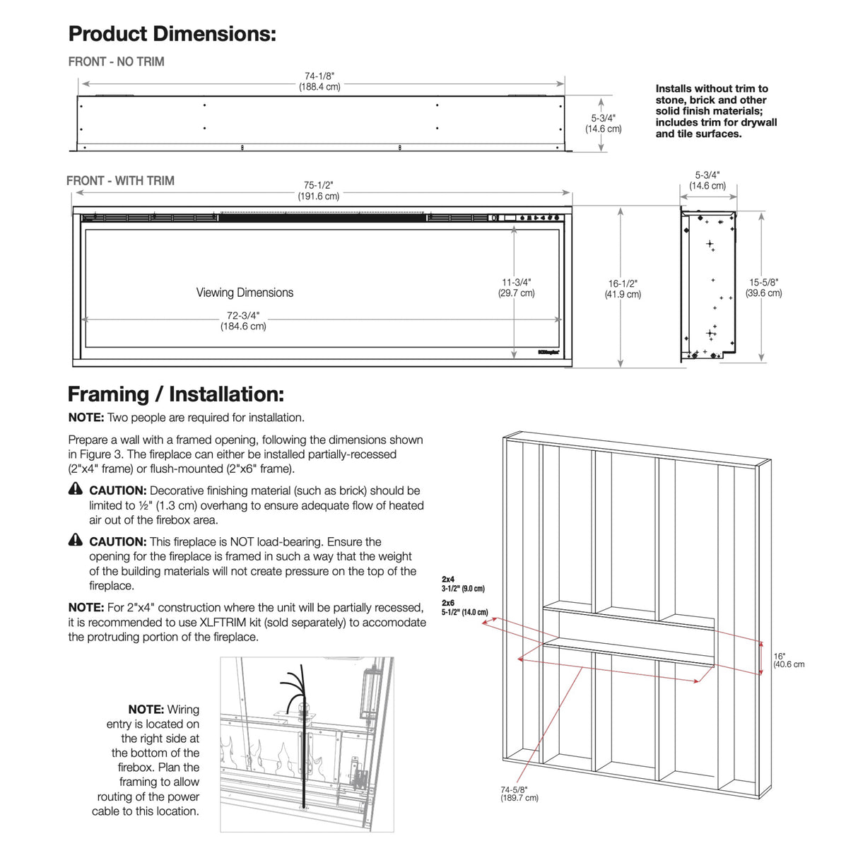 74" Dimplex IgniteXL Built-in Linear Electric Fireplace