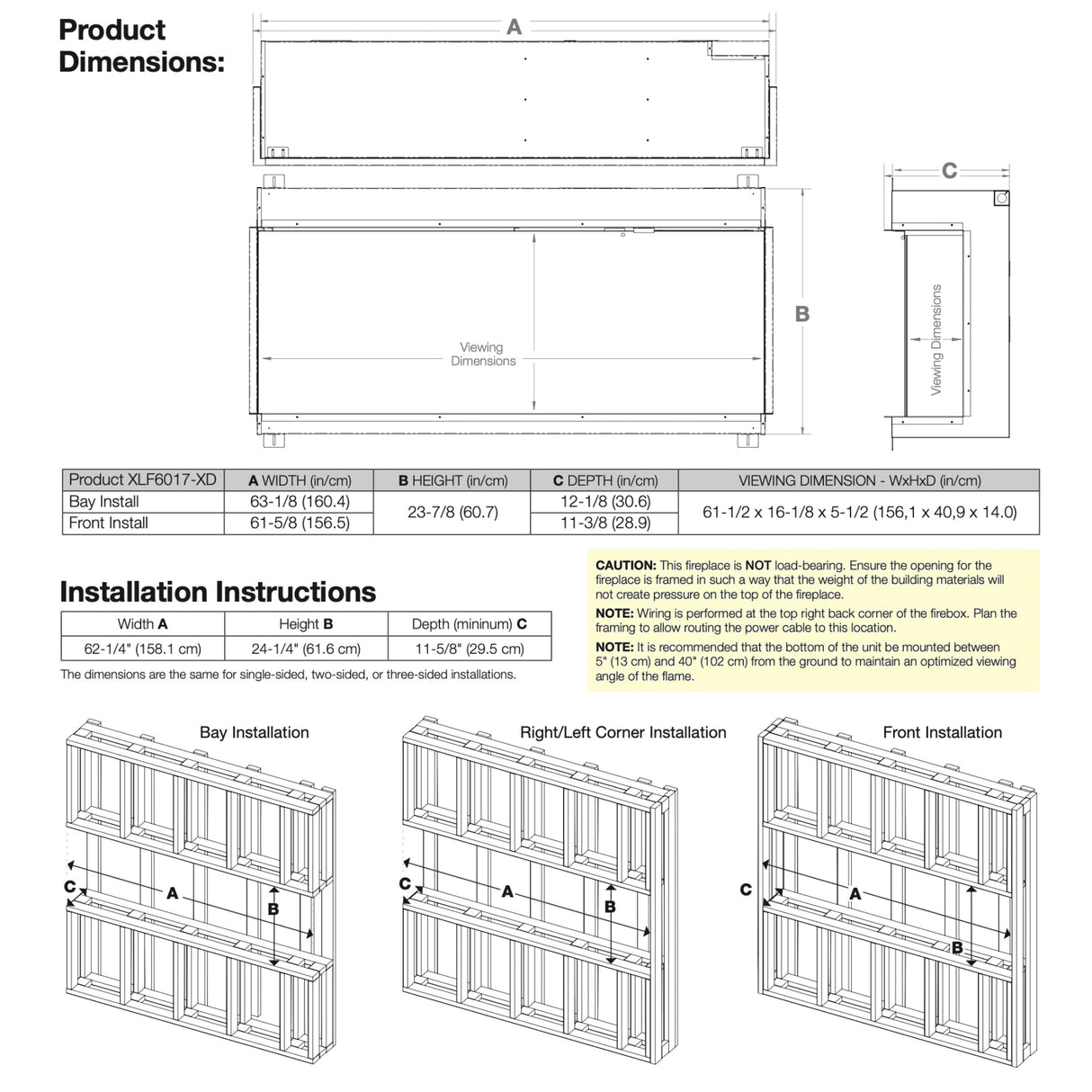 60" Ignitexl Bold Built-in Linear Electric Fireplace