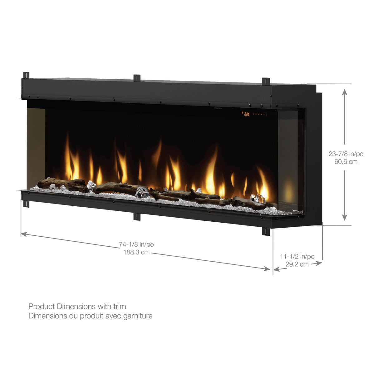 74" Ignitexl Bold Built-in Linear Electric Fireplace