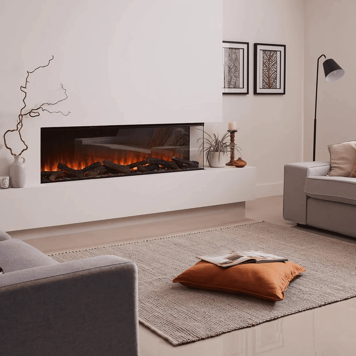 63" New Forest Electric Fireplace | Black Edition Fitted With Deluxe Real Logs