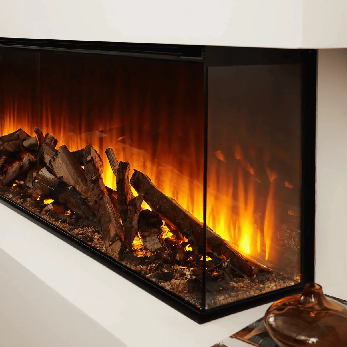 63" New Forest Electric Fireplace | Black Edition Fitted With Deluxe Real Logs