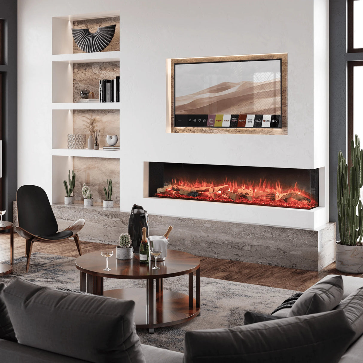 Onyx 75" Built-in 3 Sided Fireplace (EX190)
