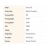 Sentry 55" Electric Fireplace