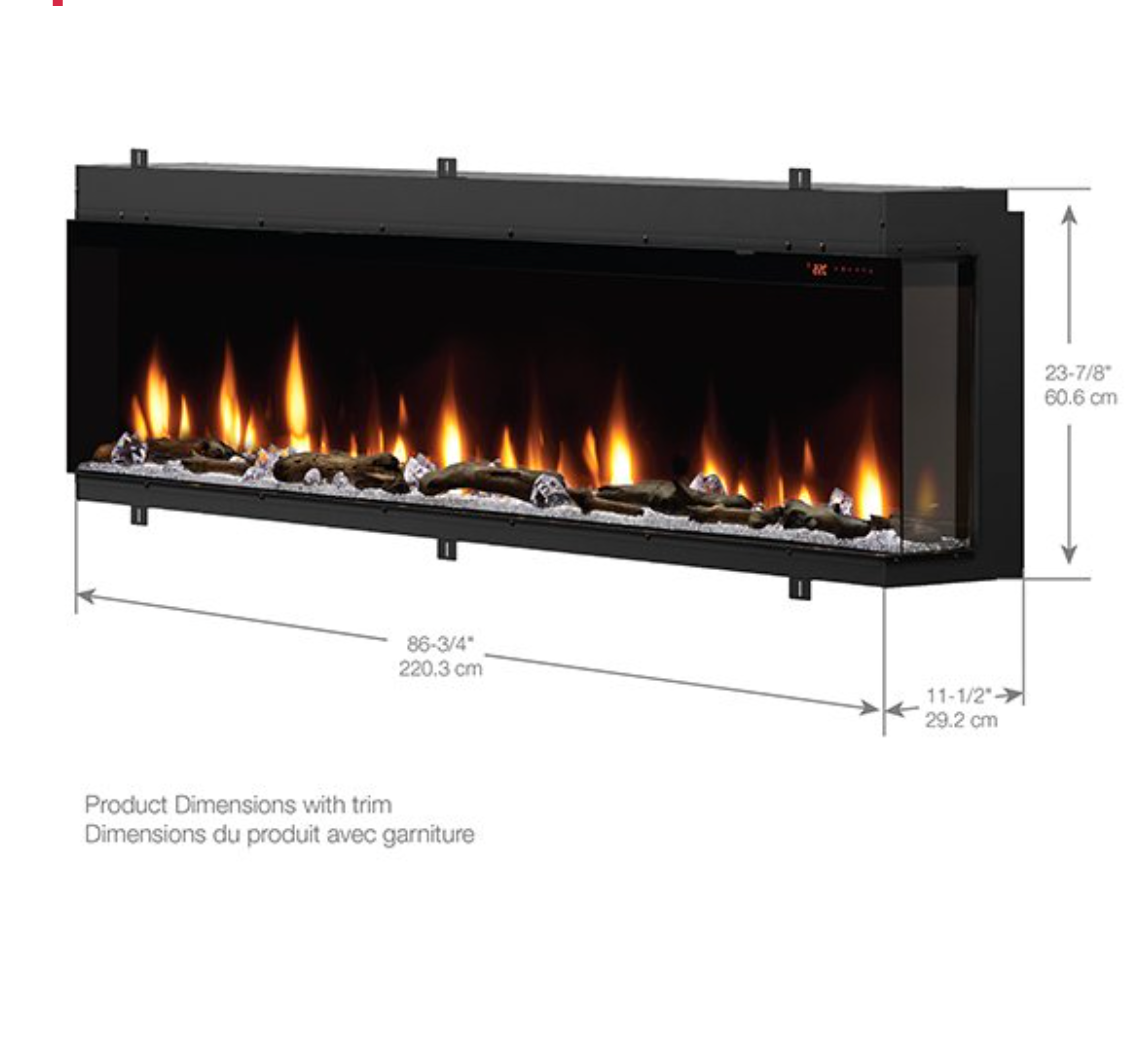 88" Ignitexl Bold Built-in Linear Electric Fireplace